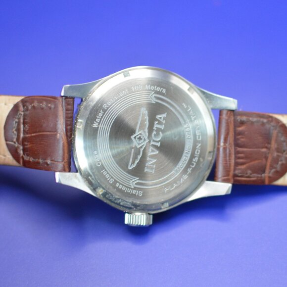 Mens Invicta I-Force Silver and Brown Watch with Leather Strap in Box Model 0765 - Picture 4 of 6